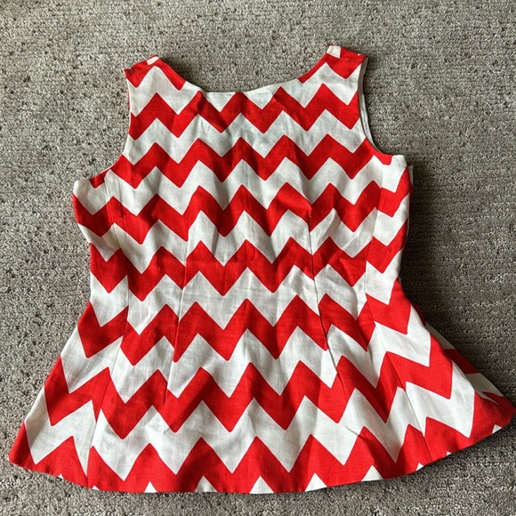 Kate Spade Red & White Chevron Linen Top - Picture 3 of 10
